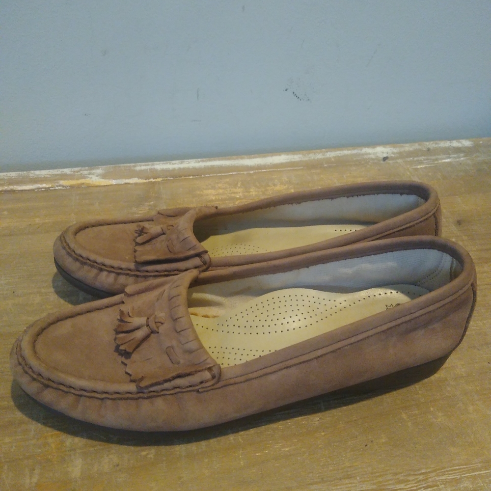 SAS Brown Nubuck Moc Toe Kiltie Tassel Loafers 7.5 N